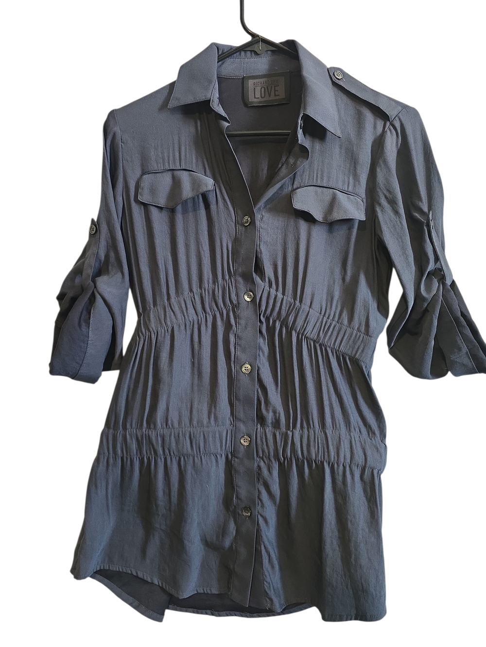 Richard Chai Navy Button-Front Shirt Tunic